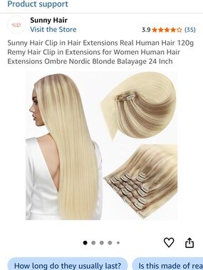 Nordic Blonde Clip-In Human Hair Extensions - Soft Blonde Balayage- never worn